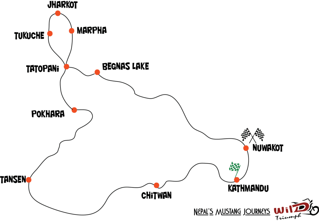Nepal Motorcycle Tour Route